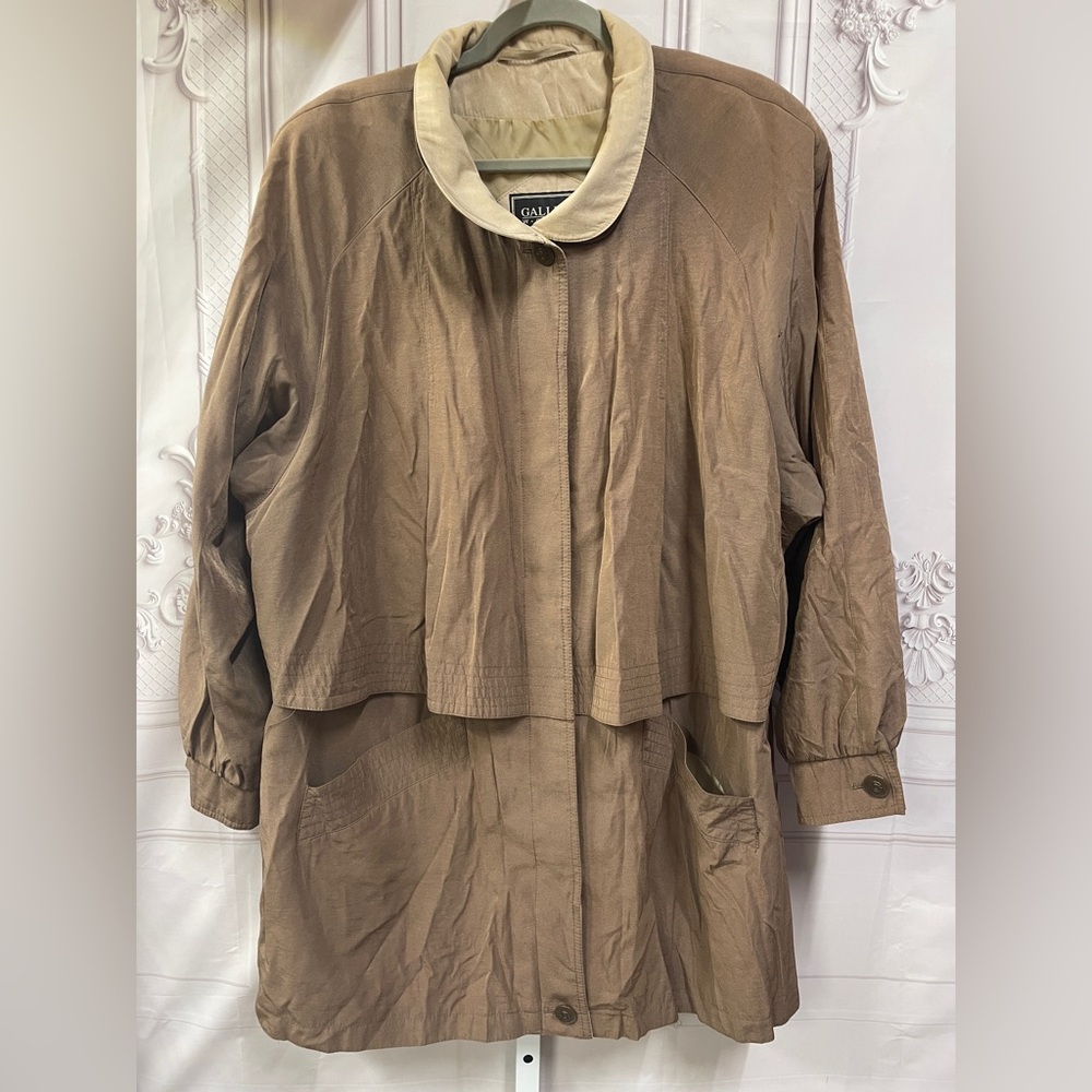 Gallery Woman 2x 80's Mocha Moose Trench Style Shoulder Pads Classy Jacket